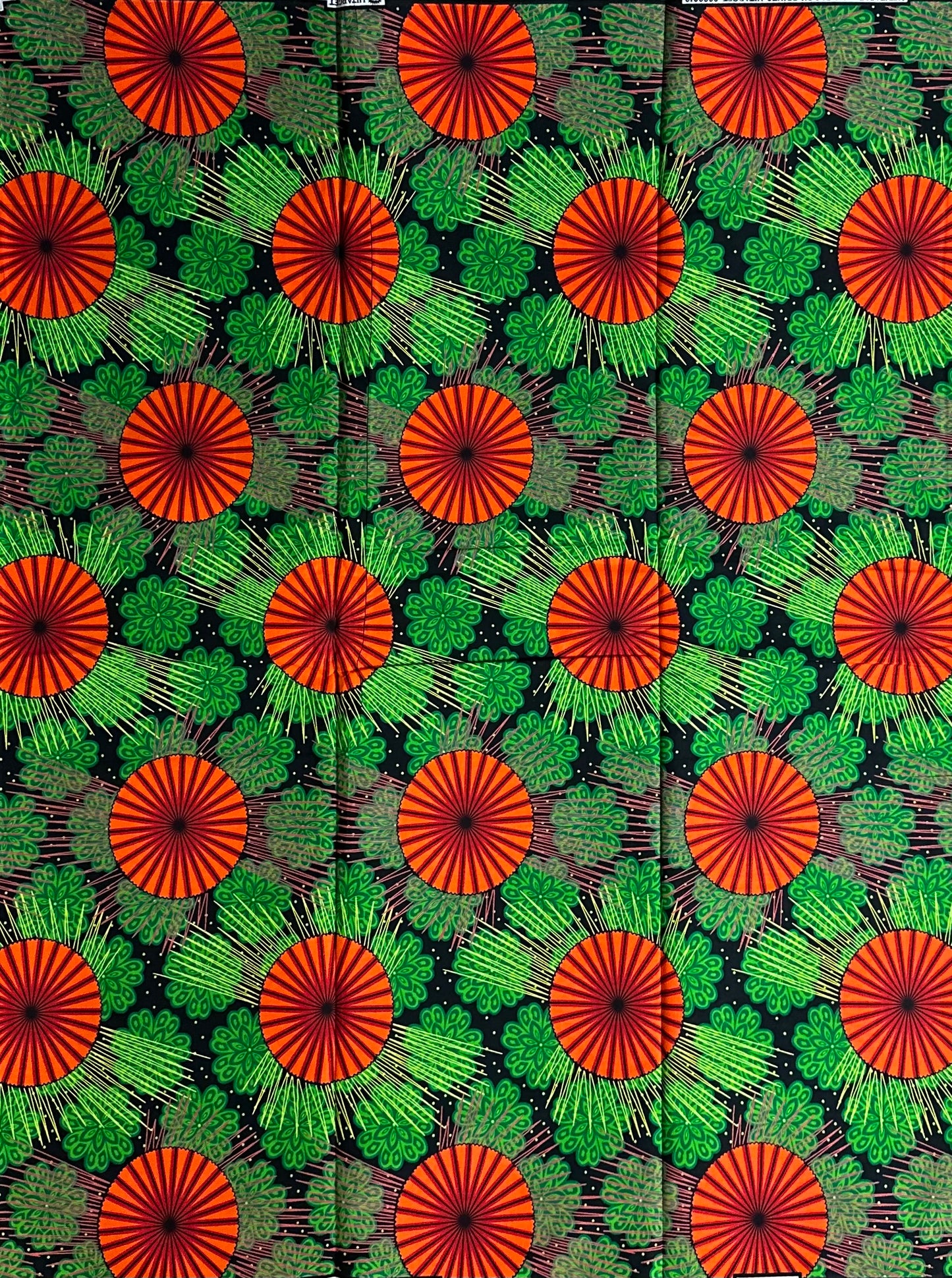 African Print Fabric, - Green, Orange Ankara Fabric