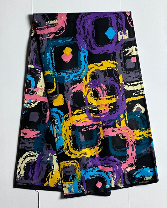 African Print Fabric, Ankara - Purple, Blue, Pink, Yellow Fabric