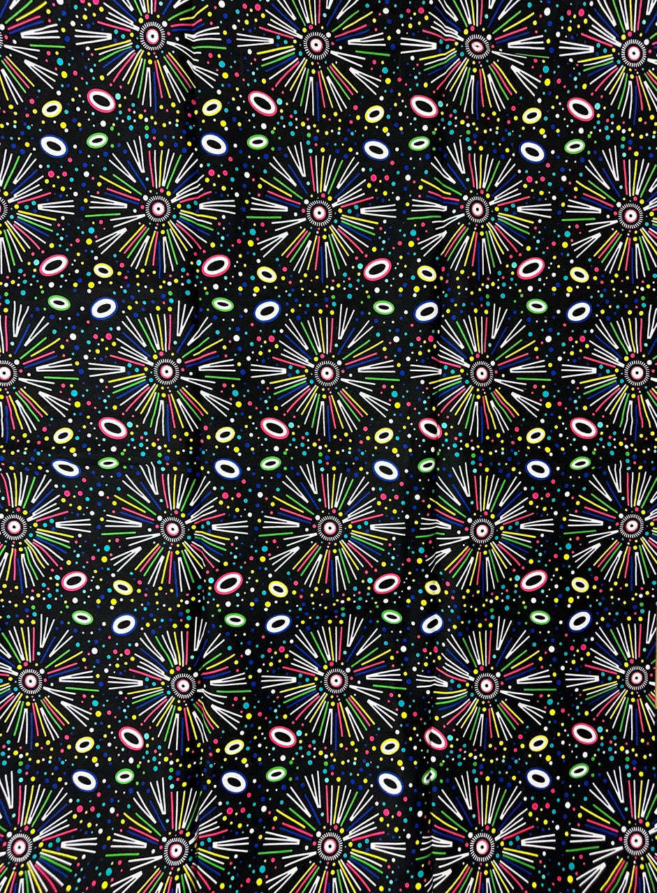 African Print Fabric, Ankara - Blue, Yellow, Pink Fabric