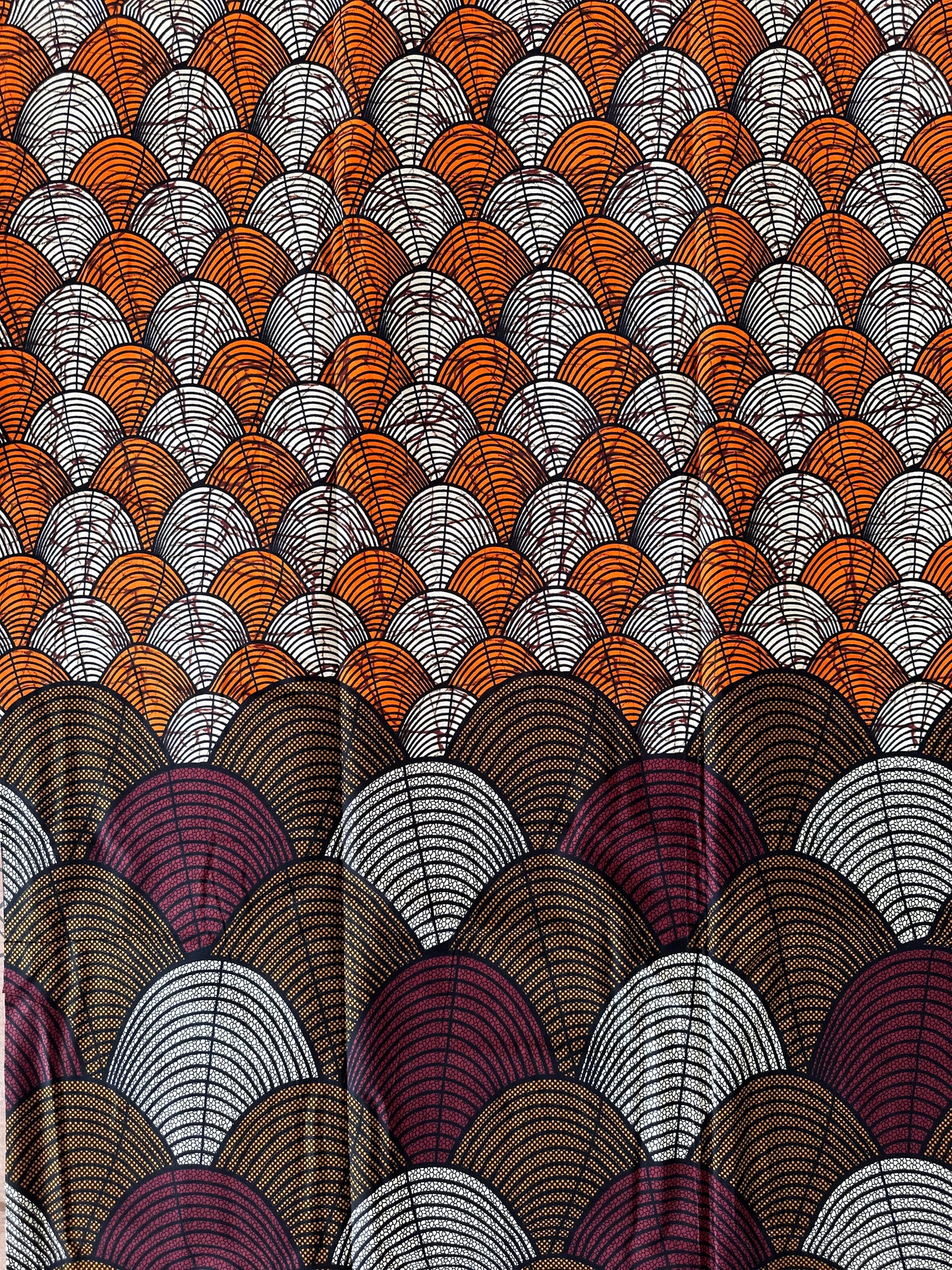 African Print Fabric, Ankara - Orange, Brown, Burgundy Fabric, African Clothing