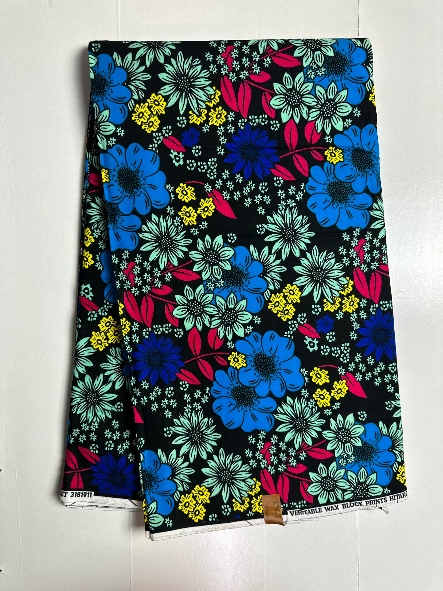 African Print Fabric, Ankara - Blue, Pink, Yellow Fabric