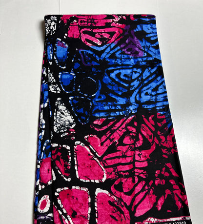 African Print Fabric, Ankara - Purple, Blue, Pink Fabric