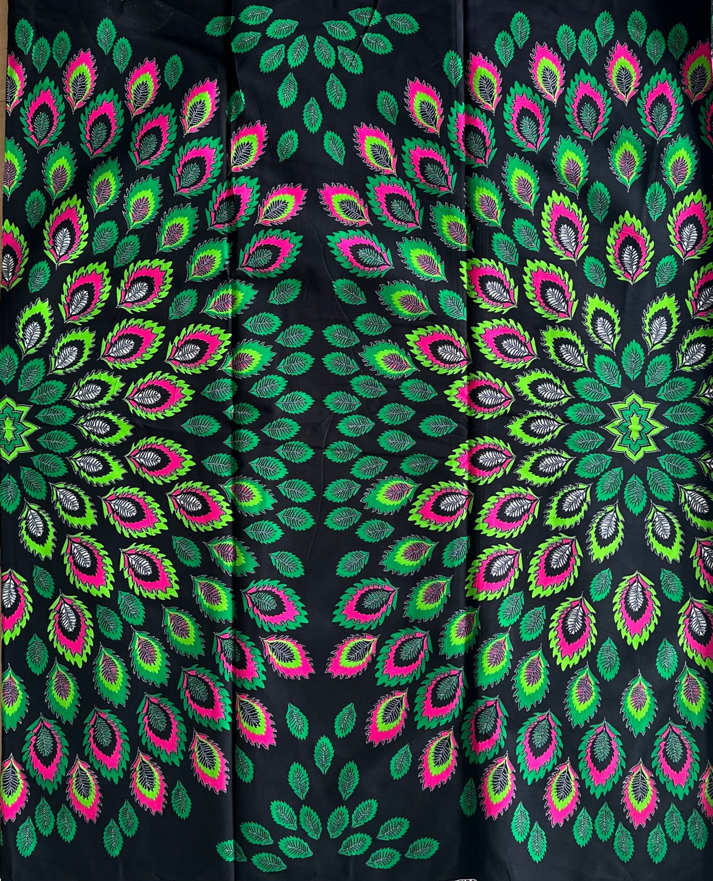 African Print Fabric, Ankara - Green, Pink Fabric