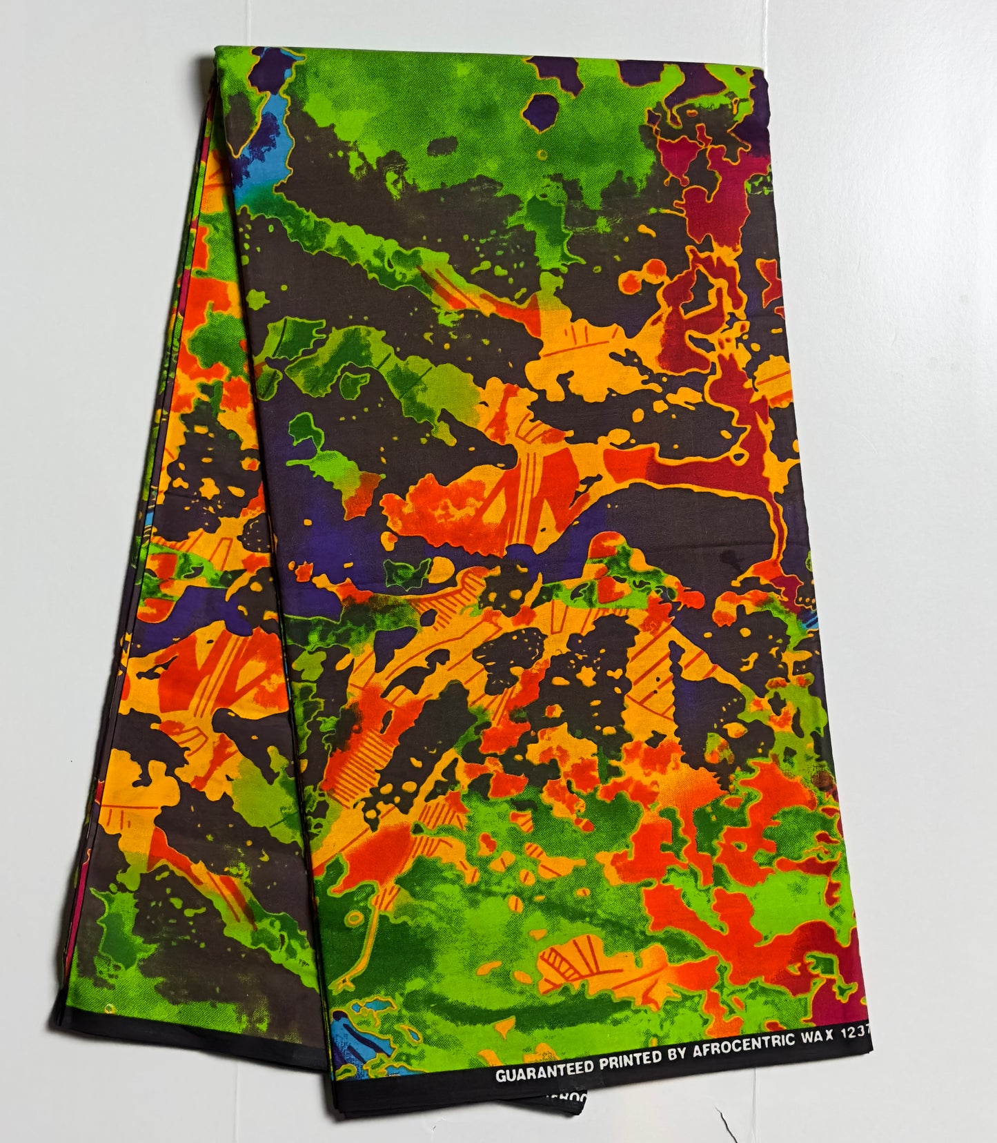 African Print Fabric, Ankara - Green, Red, Orange Fabric