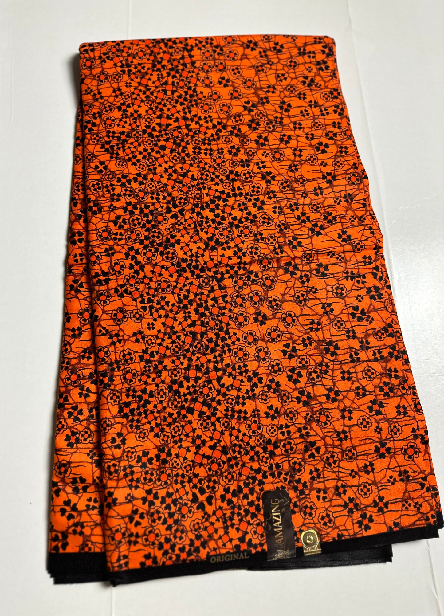 African Print Fabric, Ankara - Orange Fabric