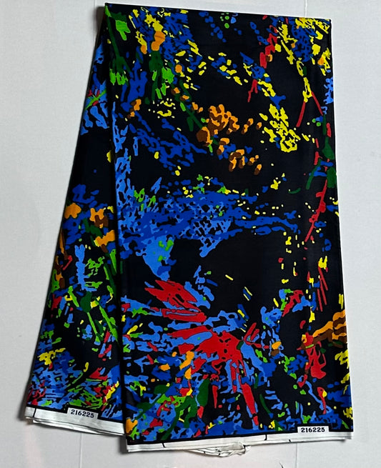 African Print Fabric, Ankara - Blue, Red, Green Fabric