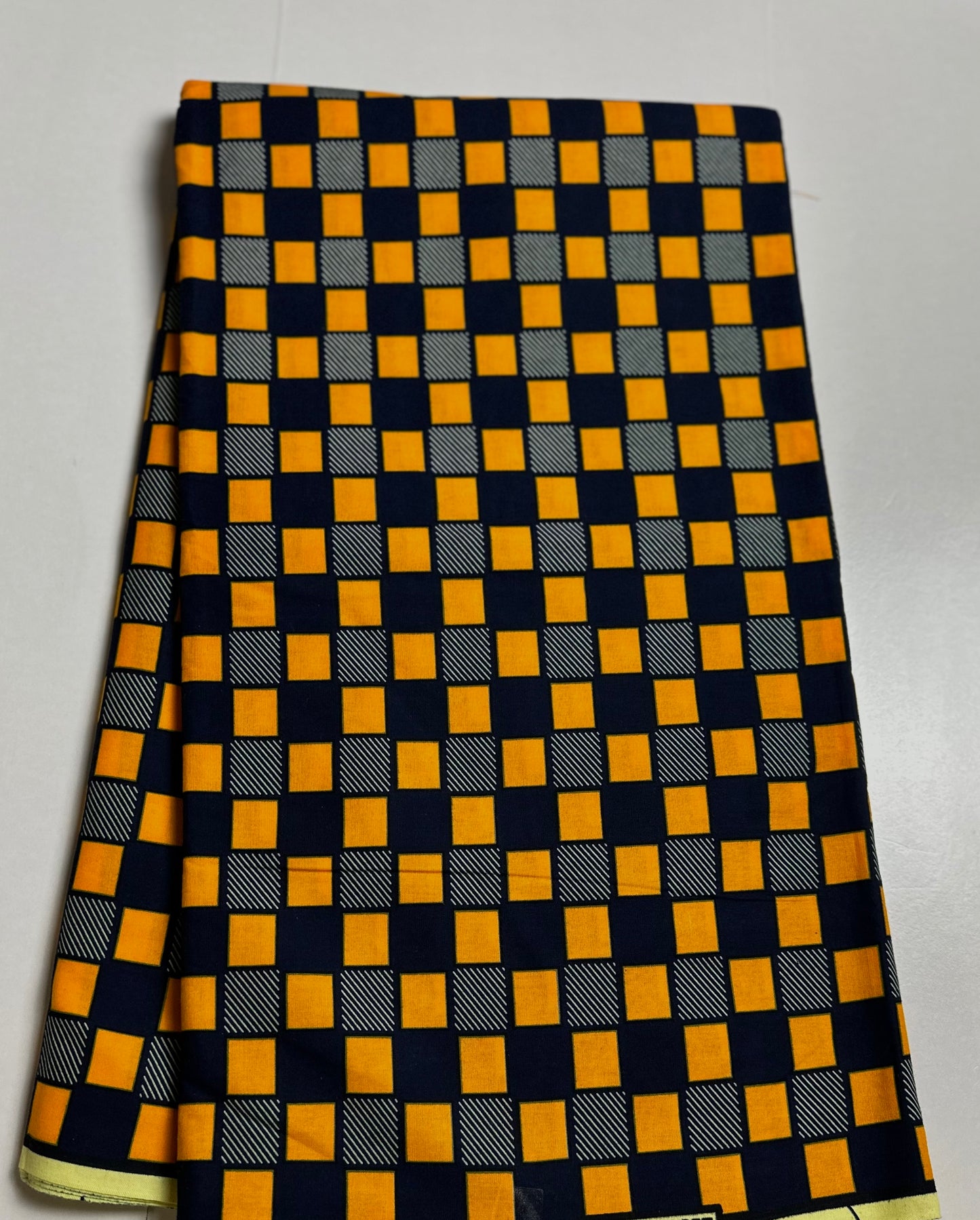 African Print Fabric, Ankara - Yellow, Blue Fabric