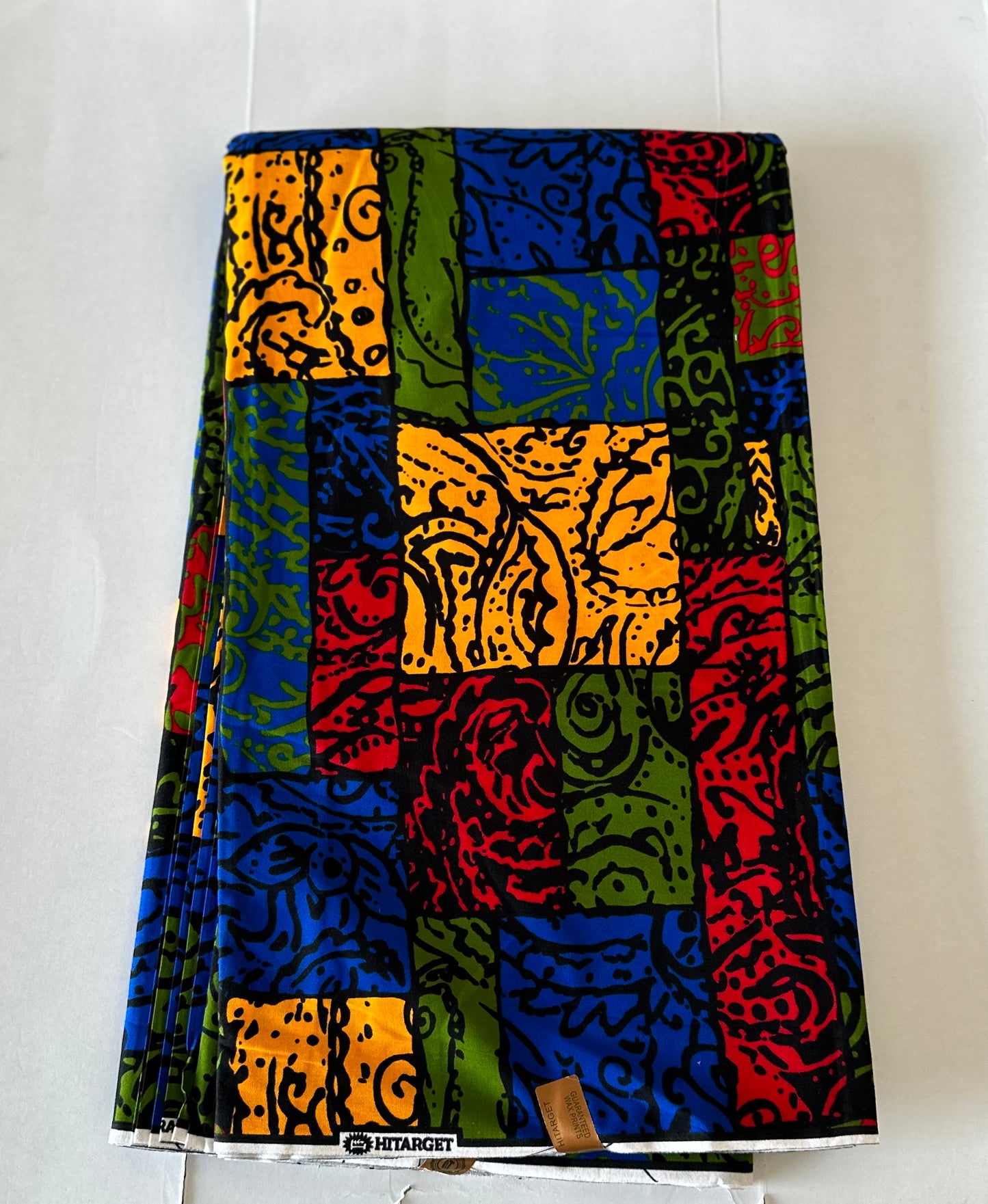 African Print Fabric, Ankara - Blue, Red, Green, Yellow Fabric