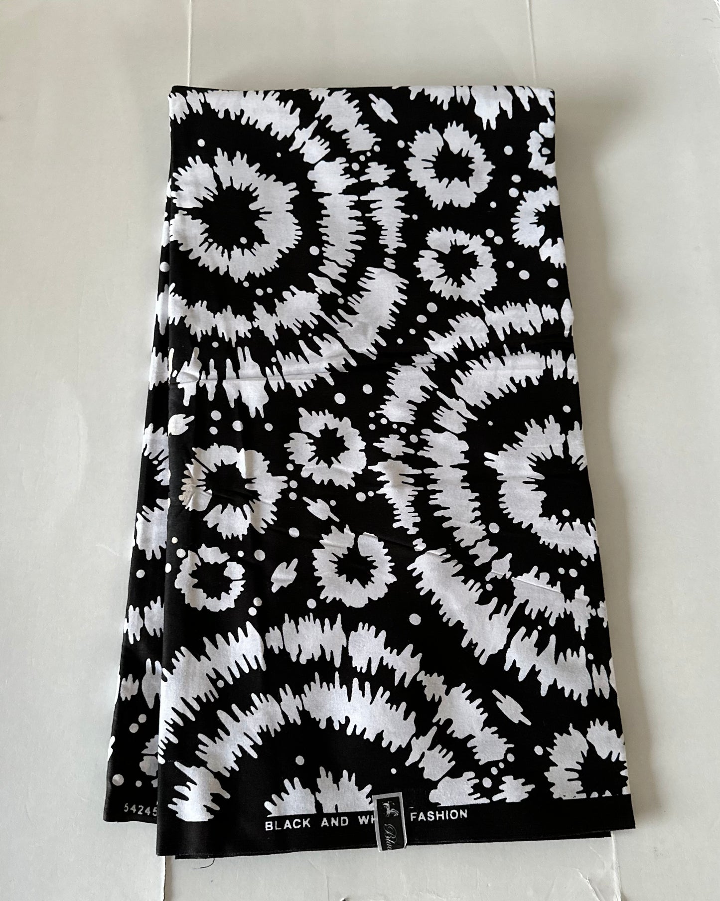 African Print Fabric, Ankara - Black, White, Monochrome Fabric