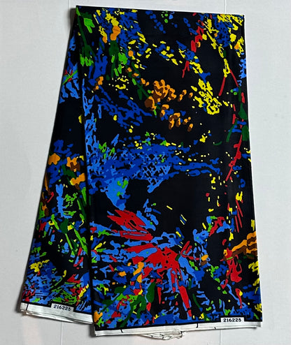African Print Fabric, Ankara - Blue, Red, Green Fabric