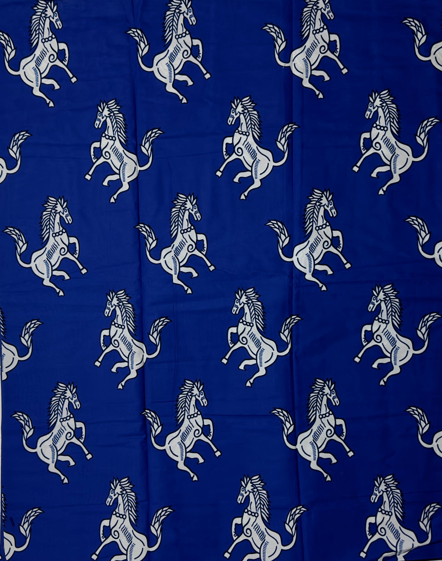 African Print Fabric, Ankara - Blue, White Fabric