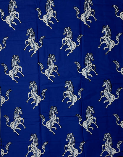 African Print Fabric, Ankara - Blue, White Fabric