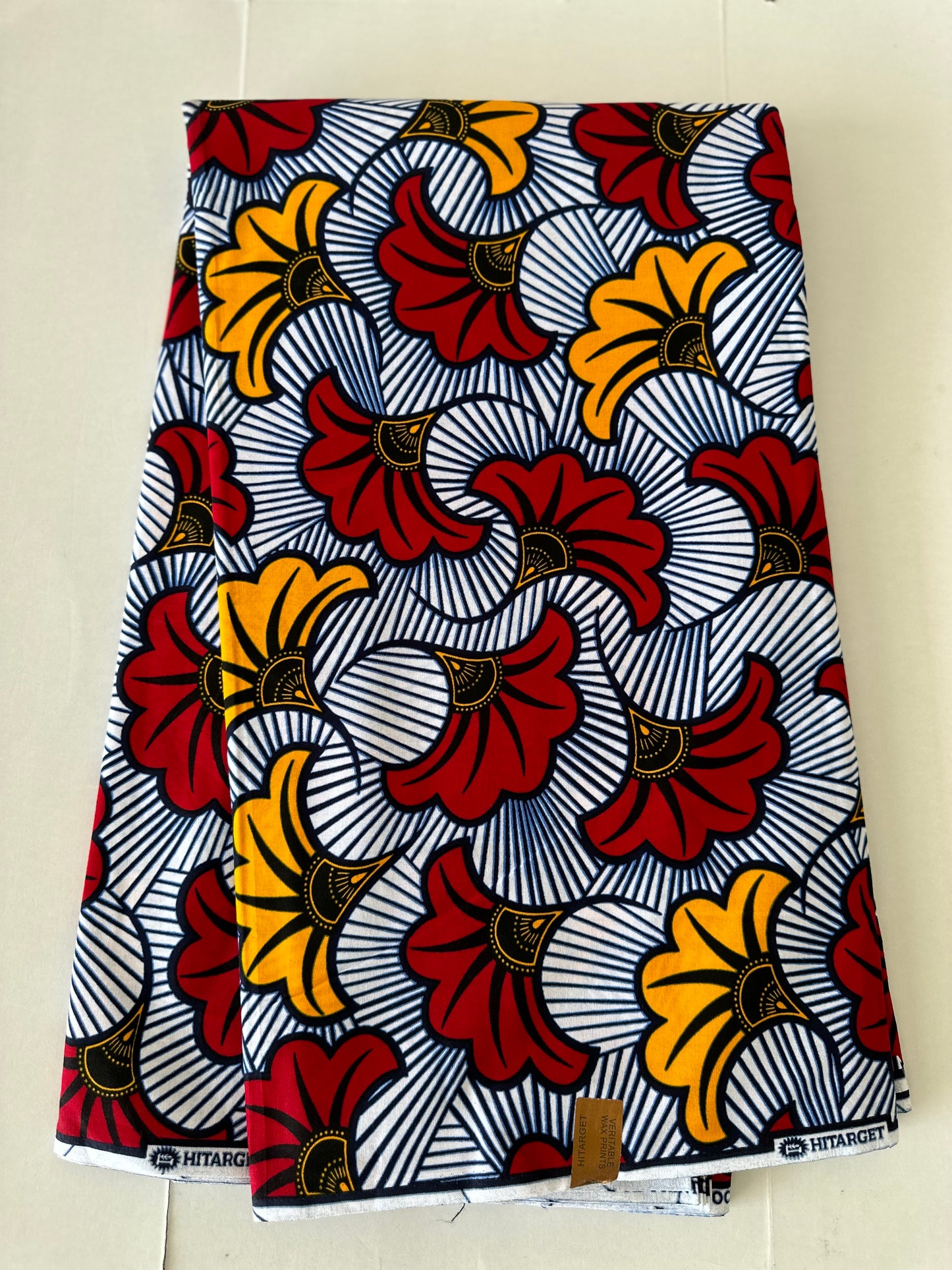 African Print Fabric, Ankara - Red, Yellow Fabric