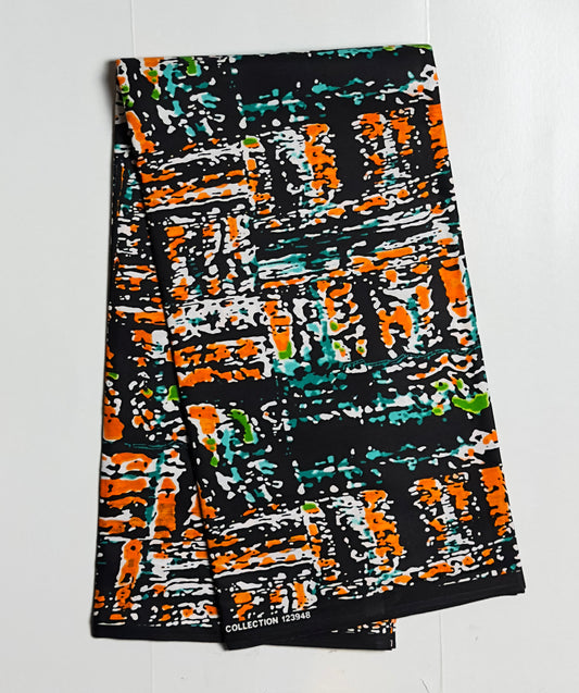 African Print Fabric, Ankara - Orange Fabric