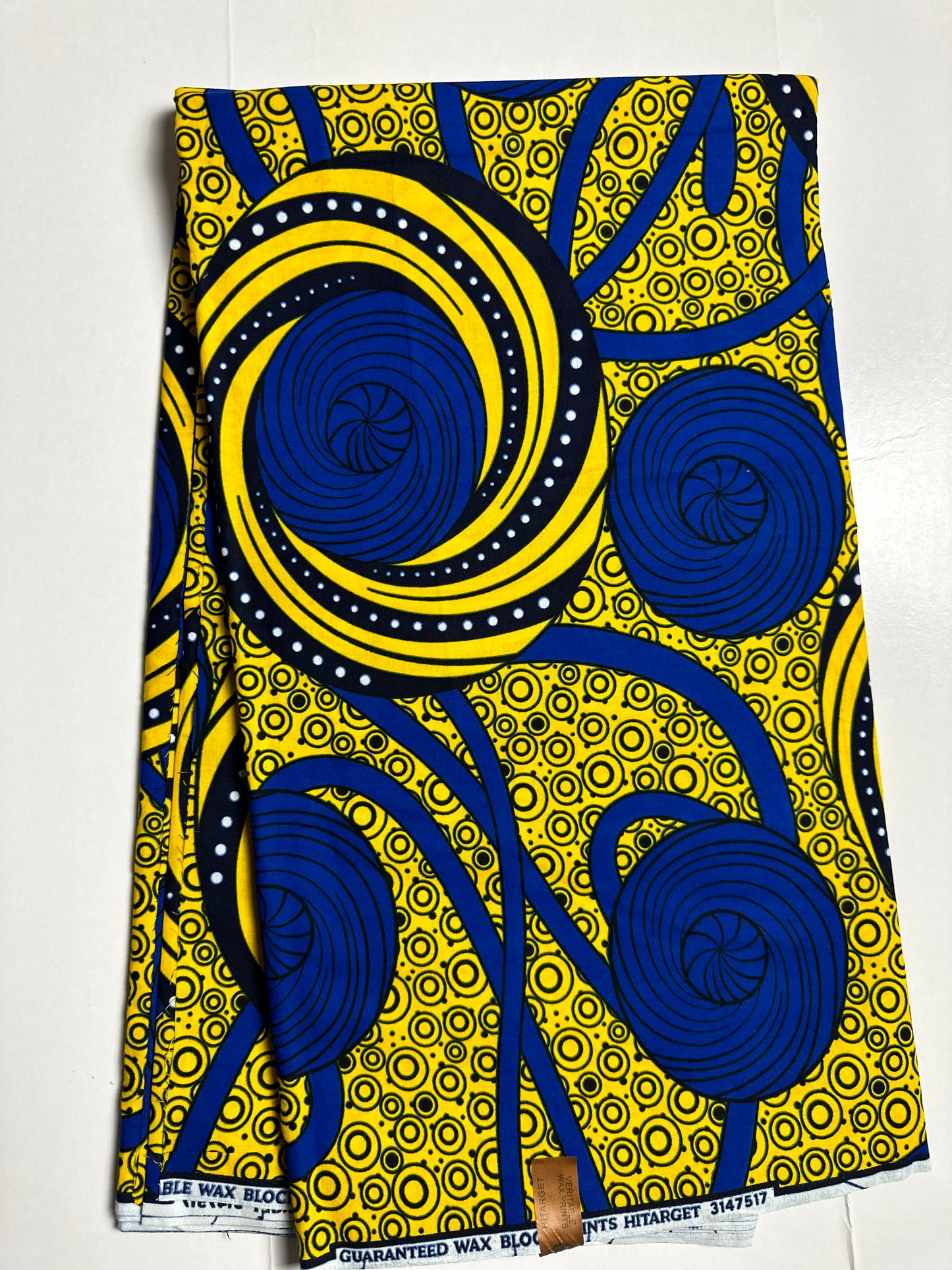 African Print Fabric, Ankara - Blue, Yellow Fabric