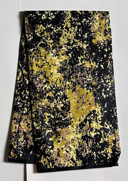 African Print Fabric, Ankara - Black, Beige, Olive Green Fabric