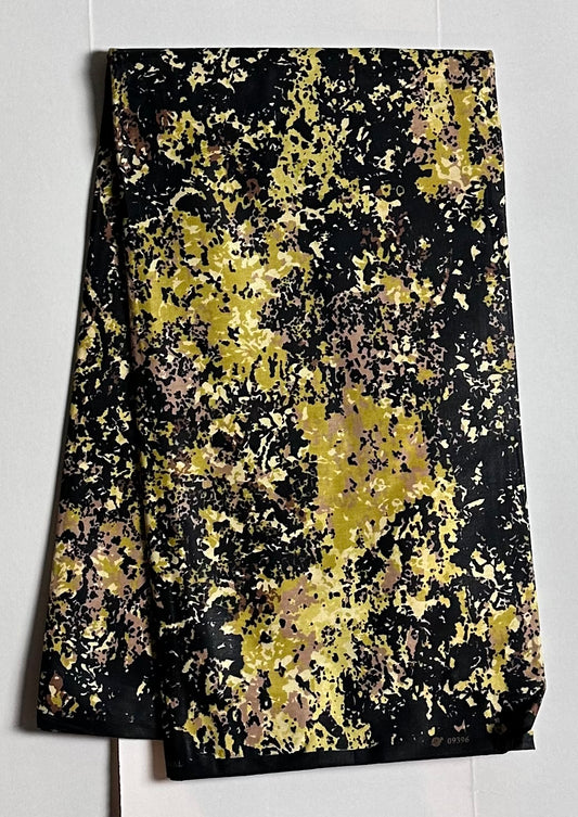 African Print Fabric, Ankara - Black, Beige, Olive Green Fabric
