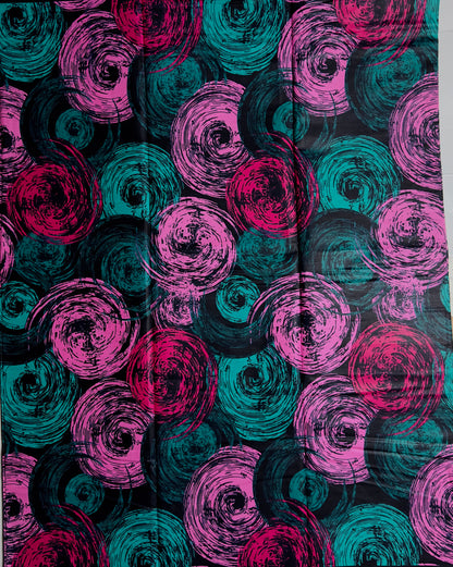 African Print Fabric, Ankara - Green, Pink Fabric