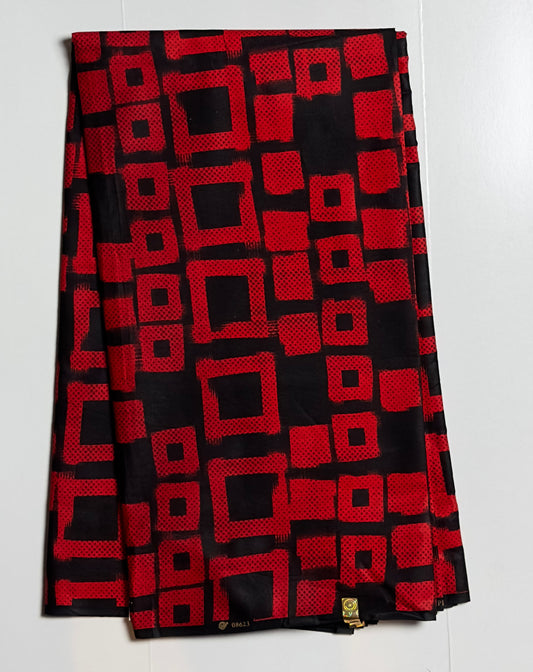 African Print Fabric, Ankara - Red Fabric