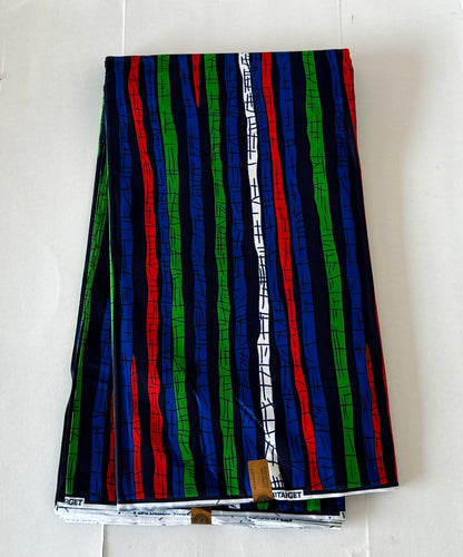 African Print Fabric, Ankara - Blue, Red, Green Fabric