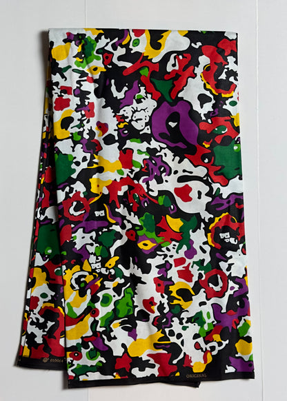 African Print Fabric, Ankara - Purple, Green, Yellow Fabric