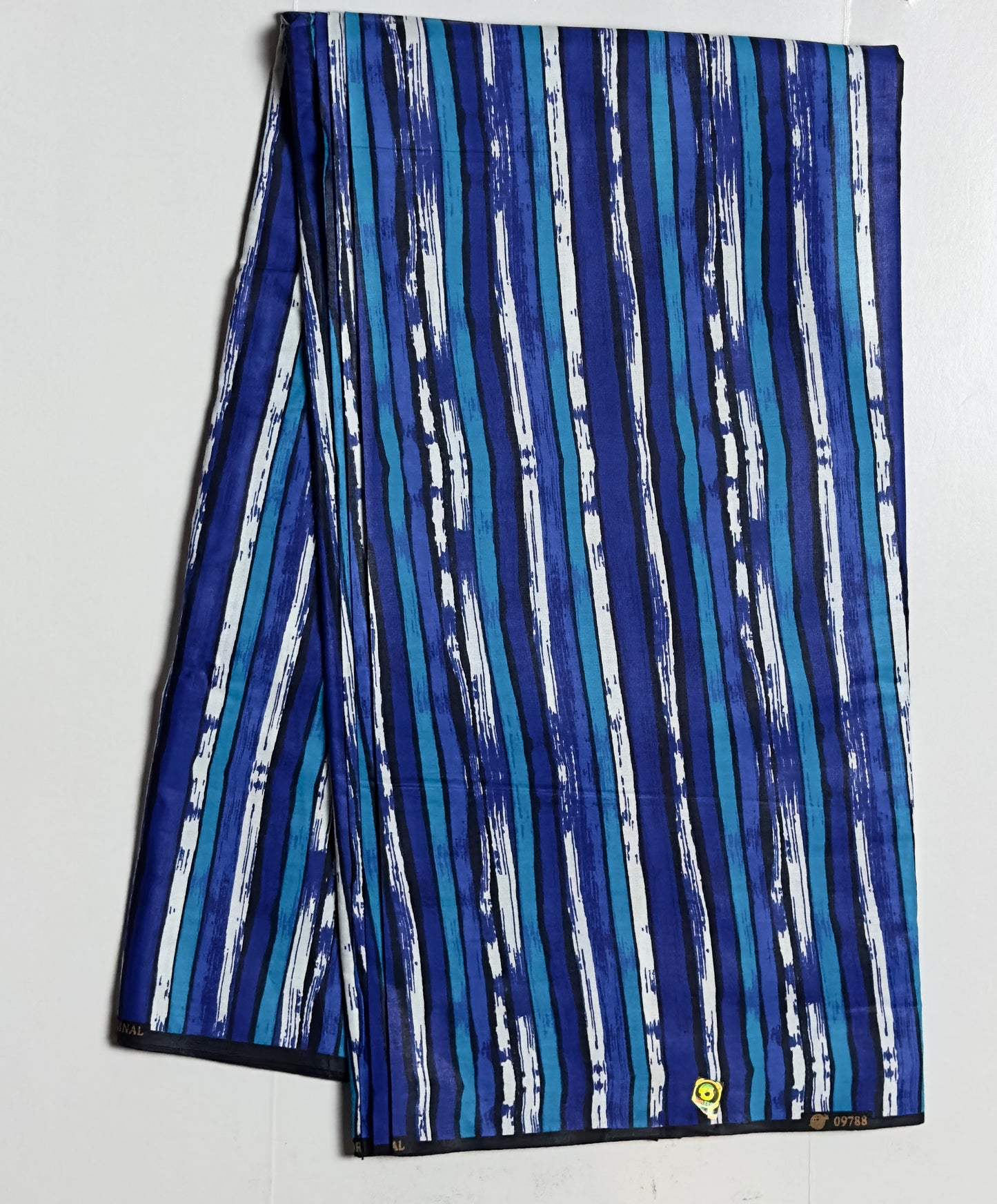 African Print Fabric, Ankara - Blue, White Fabric