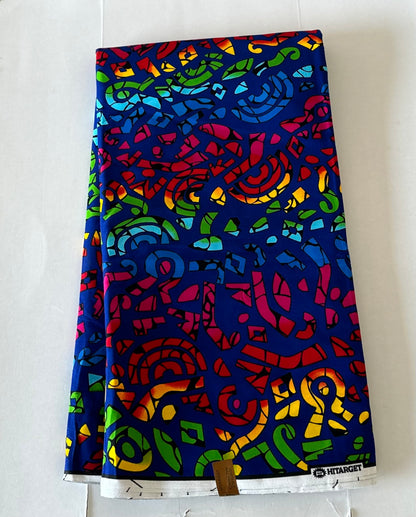 African Print Fabric, Ankara - Blue Fabric