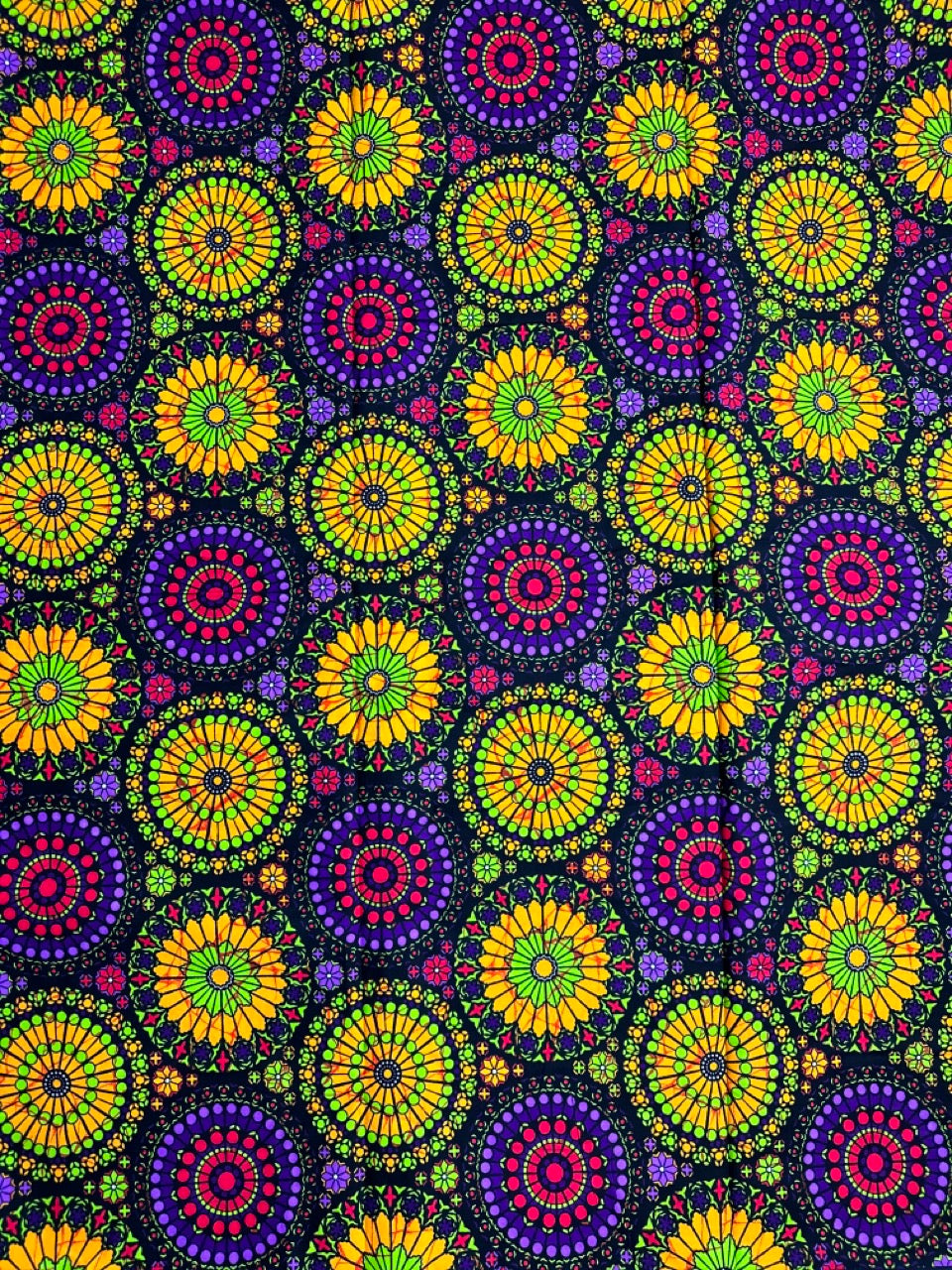 African Print Fabric, Ankara - Yellow, Purple, Pink Fabric