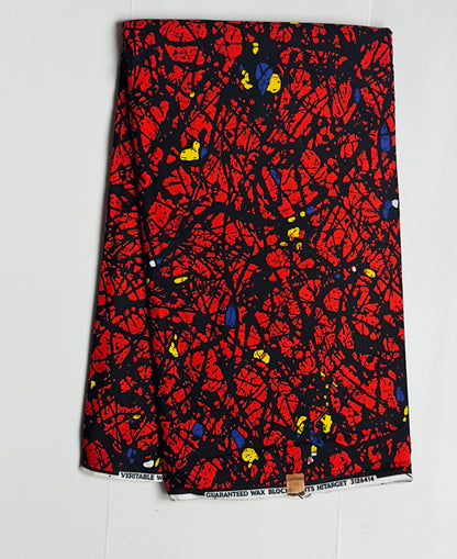 African Print Fabric, Ankara - Red Fabric