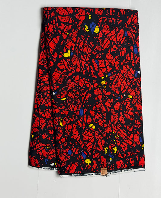 African Print Fabric, Ankara - Red Fabric