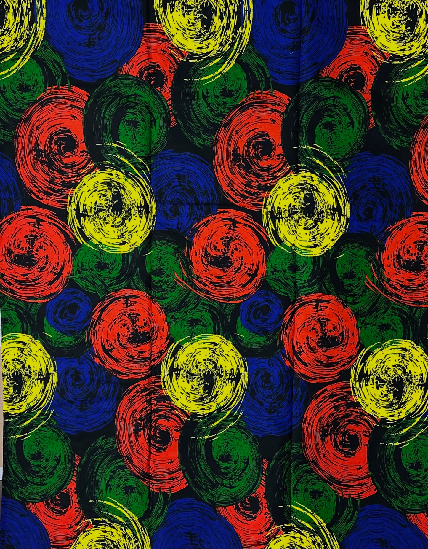 African Print Fabric, Ankara - Green, Blue, Yellow Fabric