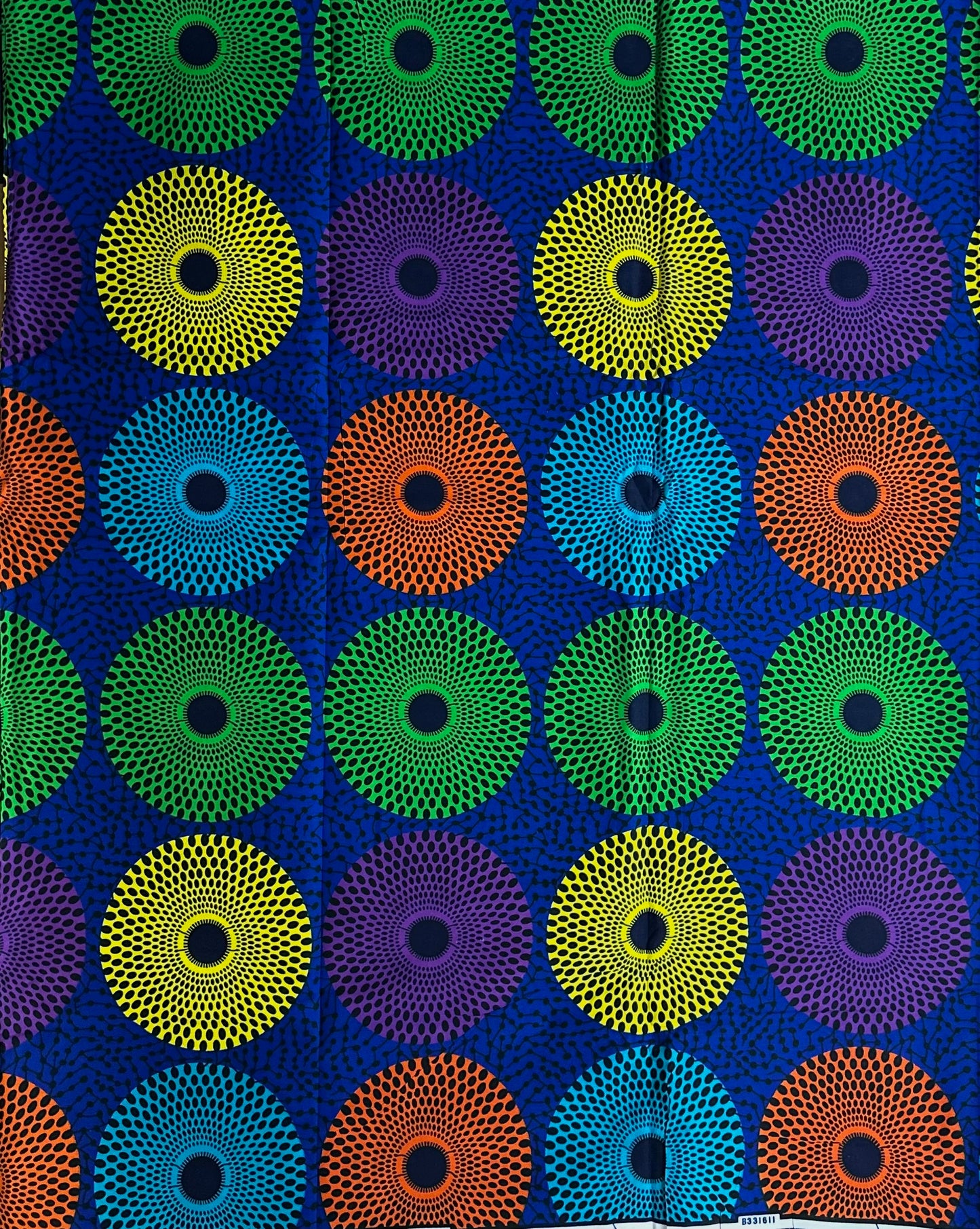 African Print Fabric, Ankara - Blue, Purple, Yellow, Green, Orange Fabric