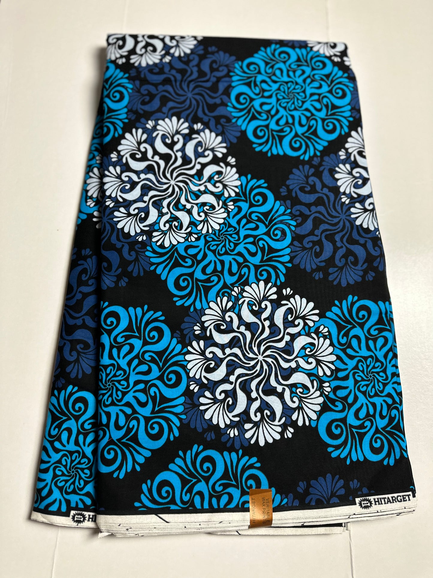 African Print Fabric, Ankara - Blue, White Fabric