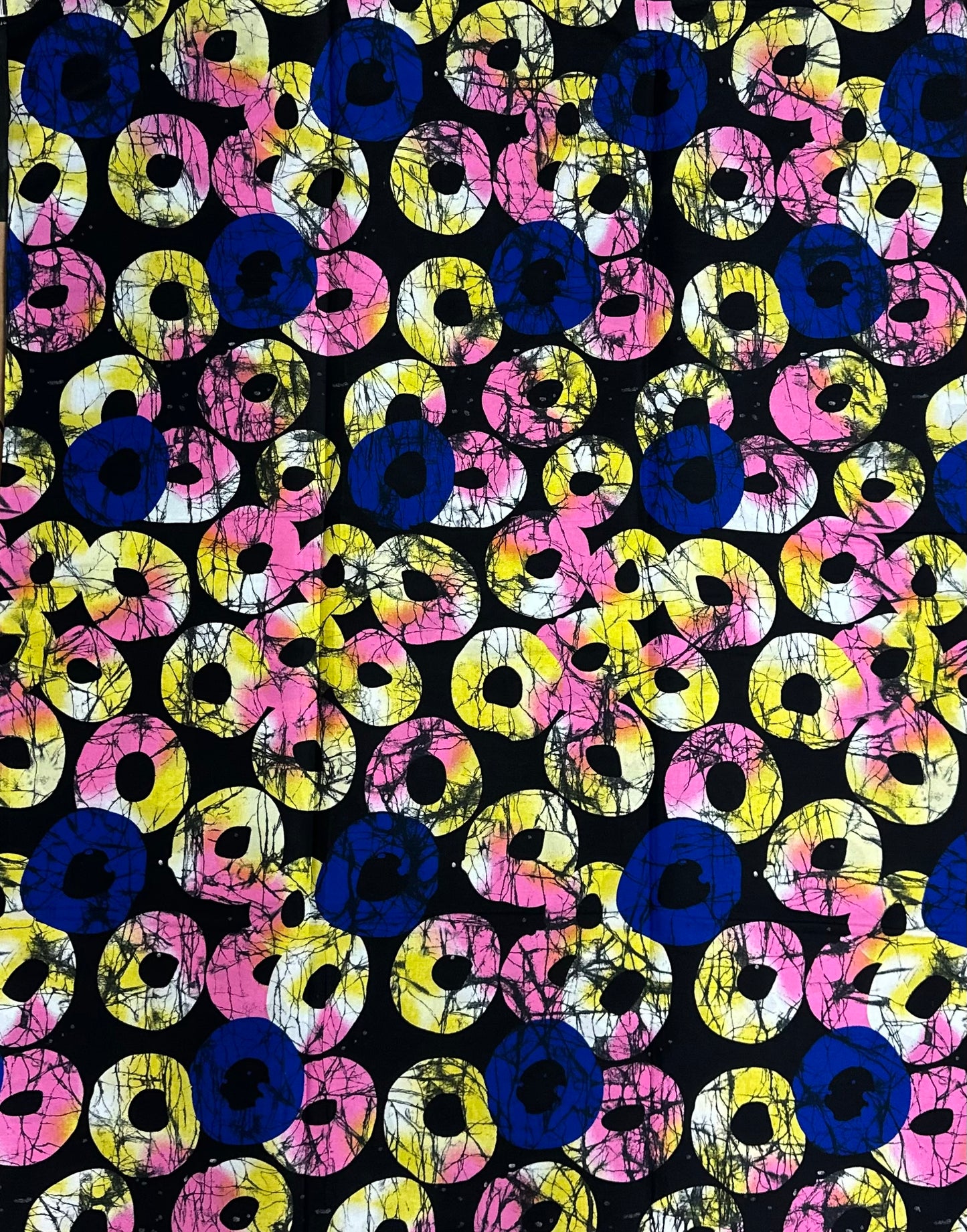 African Print Fabric, Ankara - Blue, Pink, Yellow Fabric