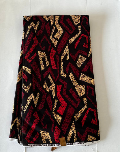 African Print Fabric, Ankara - Red, Brown Fabric