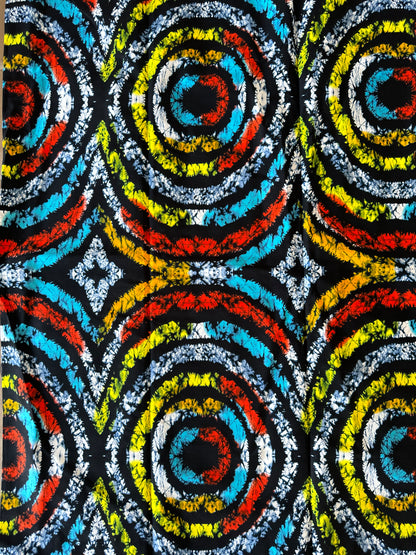 African Print Fabric, Ankara -Blue, Red, Yellow Fabric