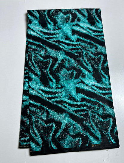 African Print Fabric, Ankara - Teal Fabric