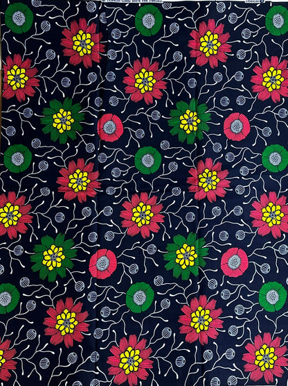 African Print Fabric, Ankara - Blue Fabric