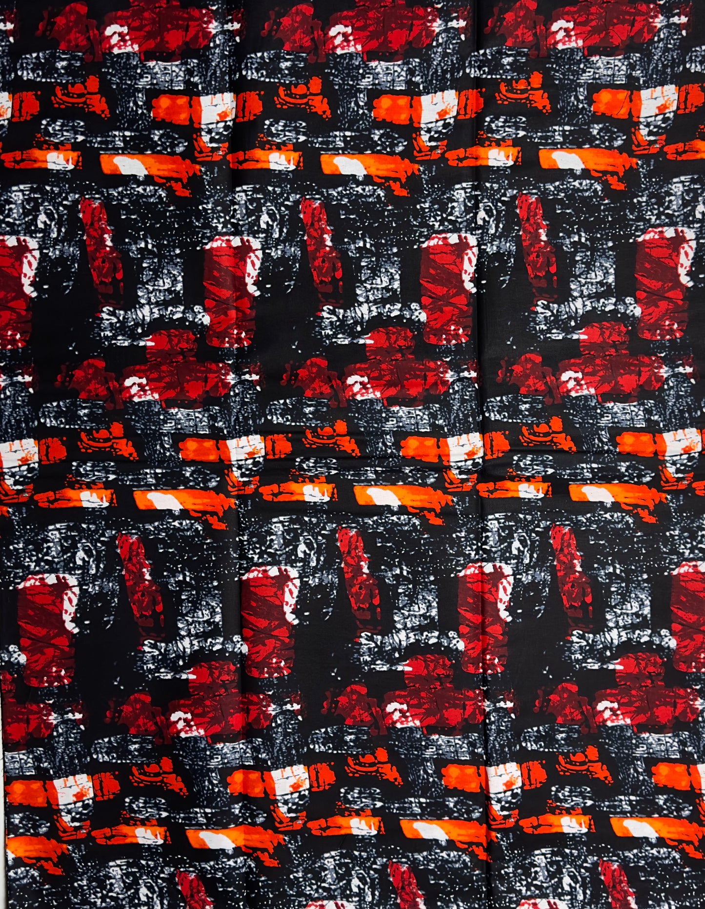 African Print Fabric, Ankara - Red, Orange Fabric