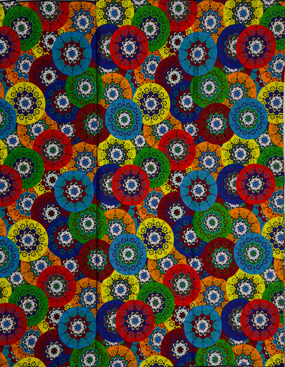 African Print Fabric, Ankara - Blue, Yellow, Red Fabric