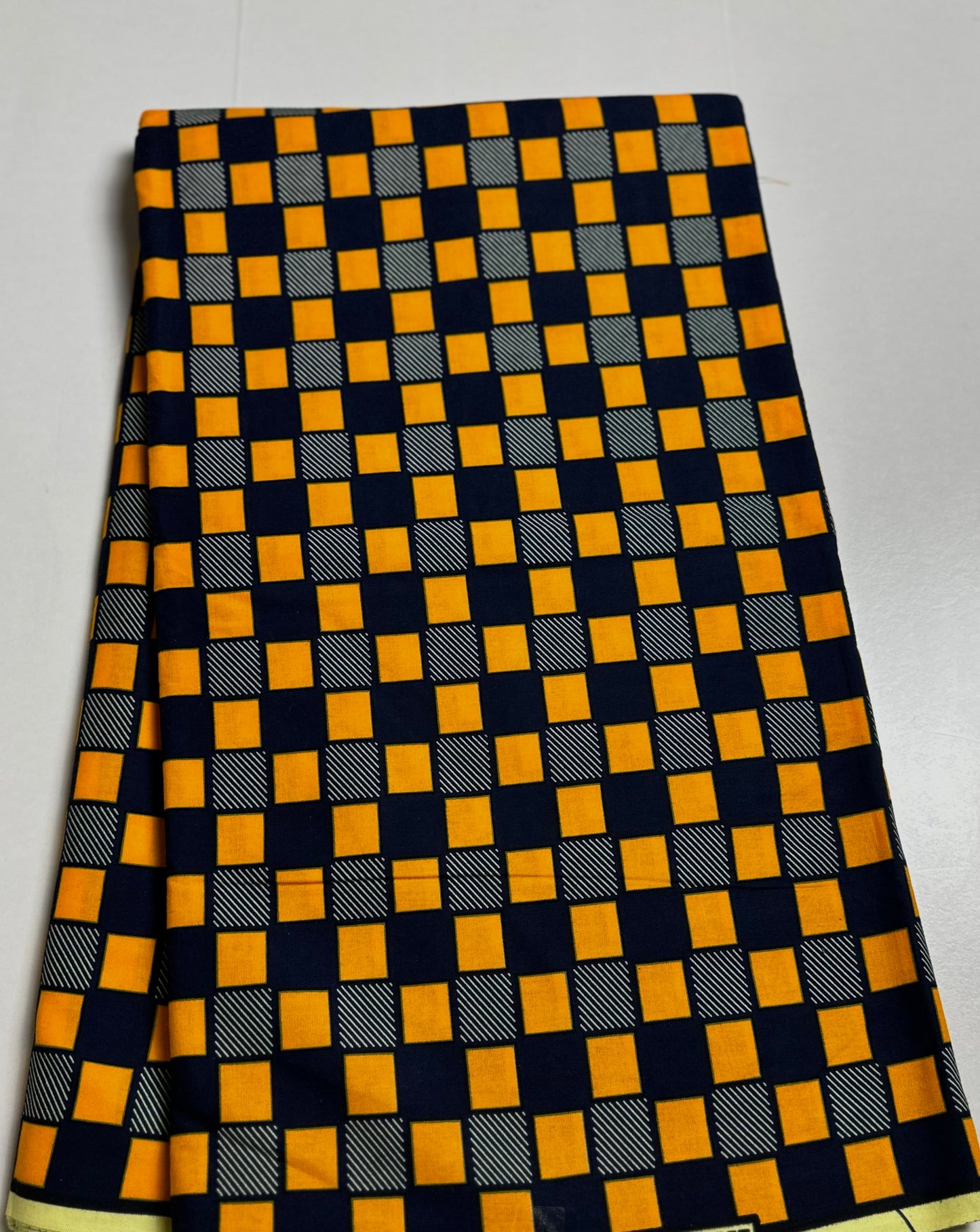 African Print Fabric, Ankara - Yellow, Blue Fabric