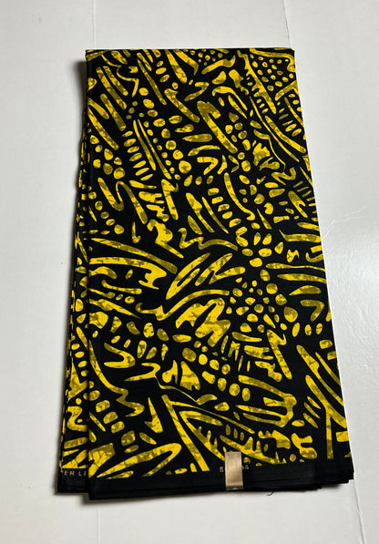 African Print Fabric, Ankara - Yellow Fabric