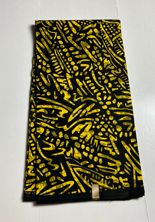 African Print Fabric, Ankara - Yellow Fabric