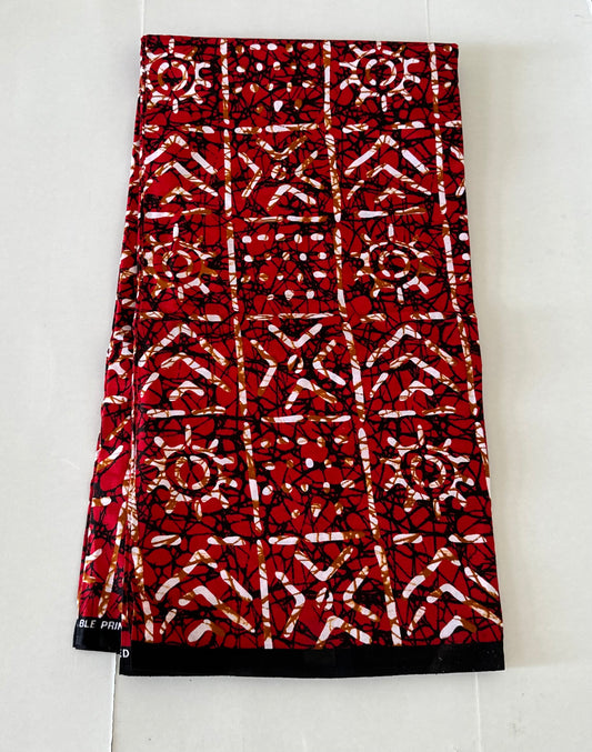 African Print Fabric, Ankara -Red Fabric