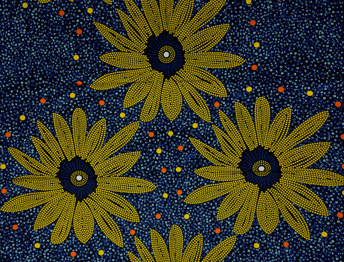 African Print Fabric, Ankara - Blue, Yellow Fabric