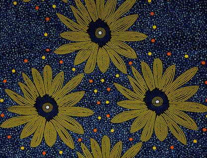 African Print Fabric, Ankara - Blue, Yellow Fabric