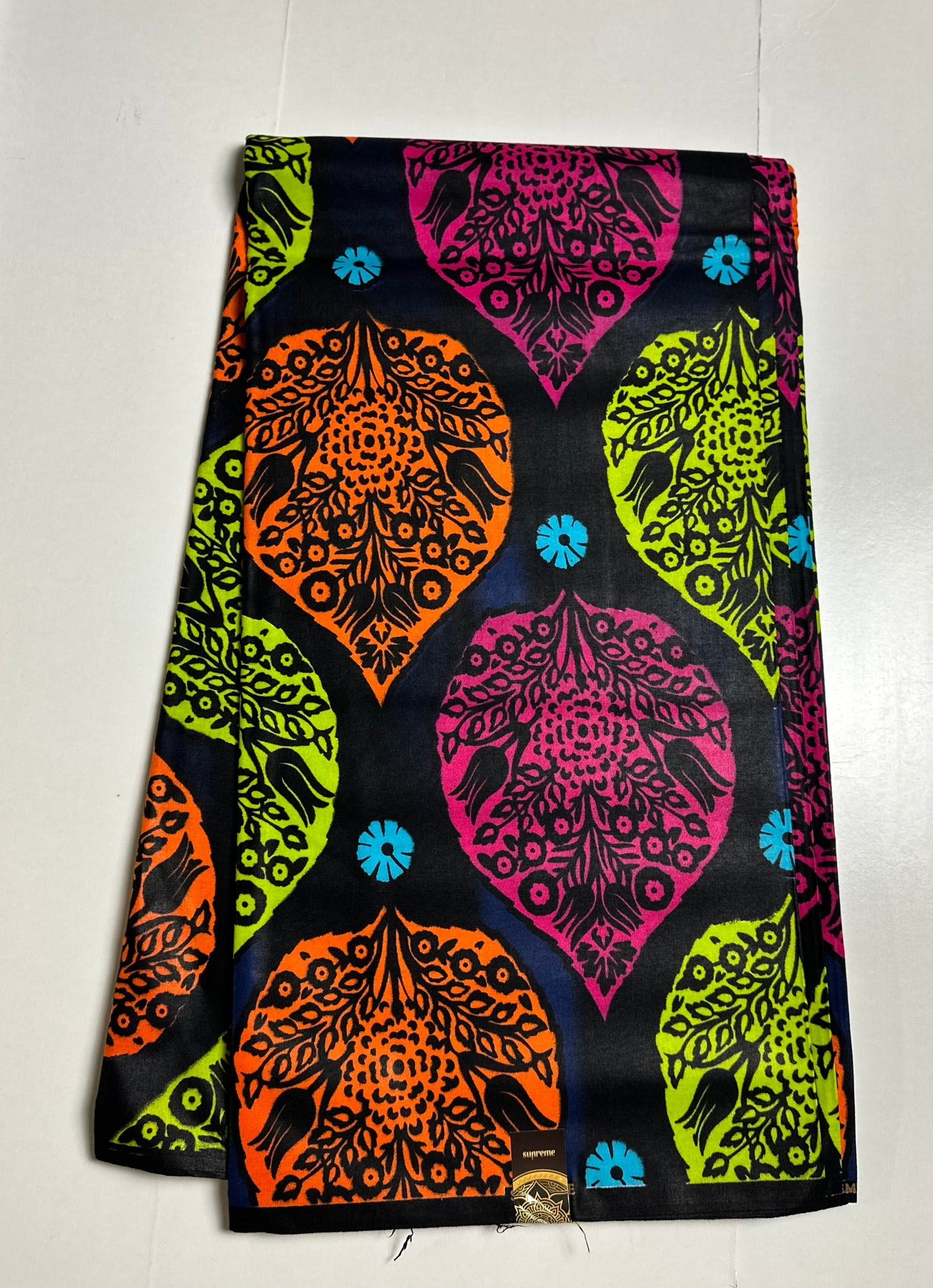 African Print Fabric, Ankara - Orange, Green, Pink Fabric