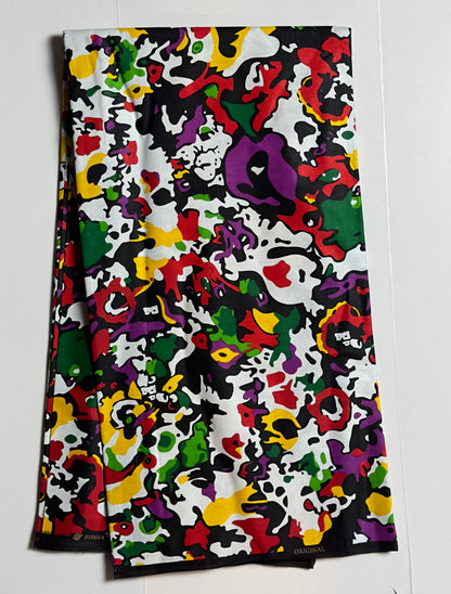 African Print Fabric, Ankara - Purple, Green, Yellow Fabric