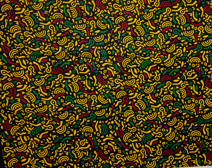 African Print Fabric, Ankara - Yellow, Green, Red Fabric