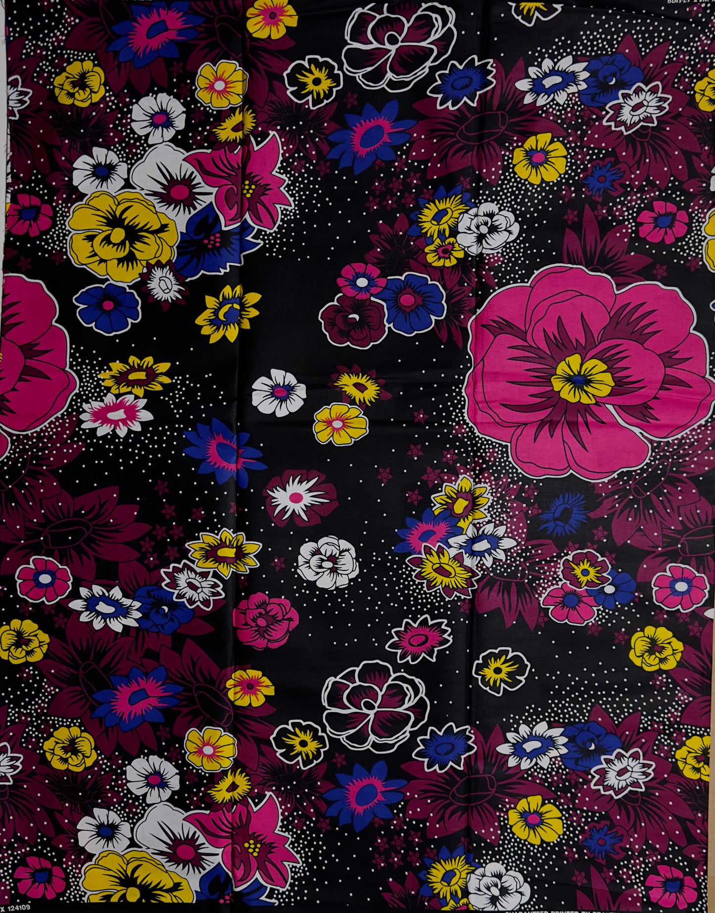 African Print Fabric, Ankara - Pink, Blue, Yellow Fabric